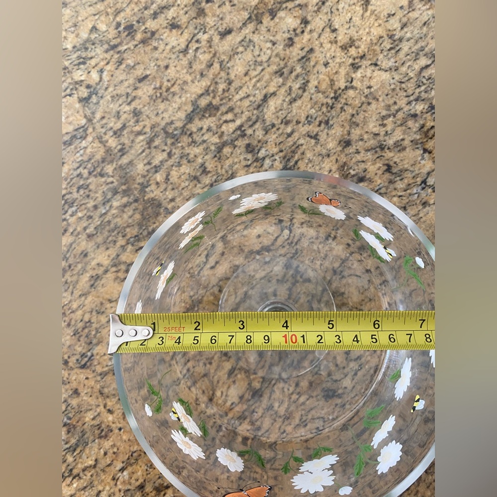 Floral Glass Bowl with Butterfly Design - Picture 5 of 7